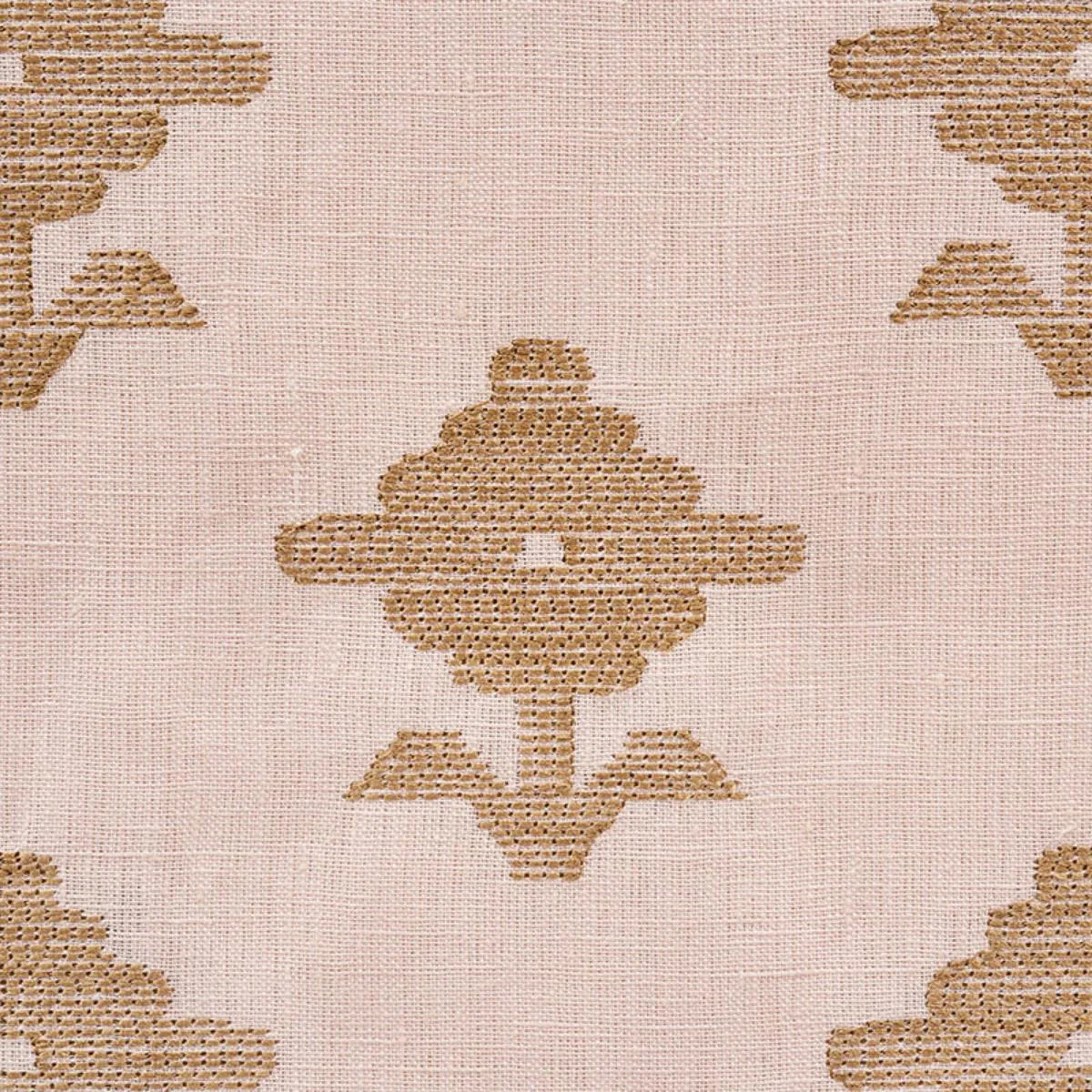 Schumacher 74161 Rubia Embroidery Blush fabric swatch