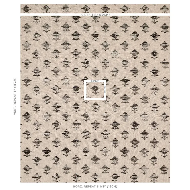 Schumacher 74165 Rubia Embroidery Brown fabric swatch