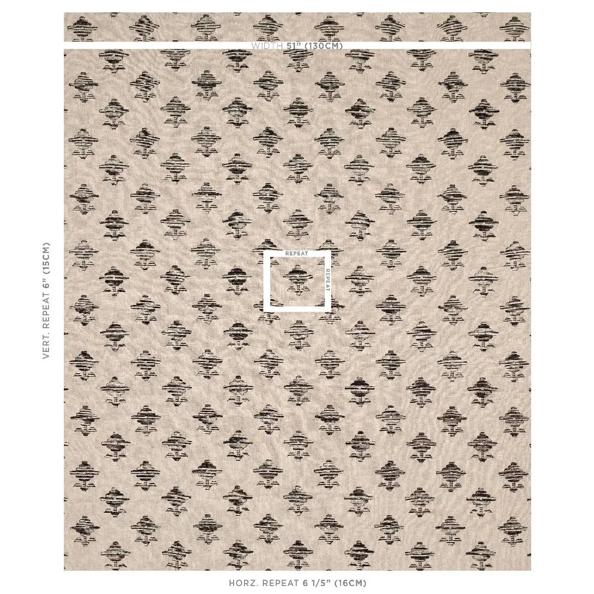 Schumacher 74165 Rubia Embroidery Brown fabric swatch