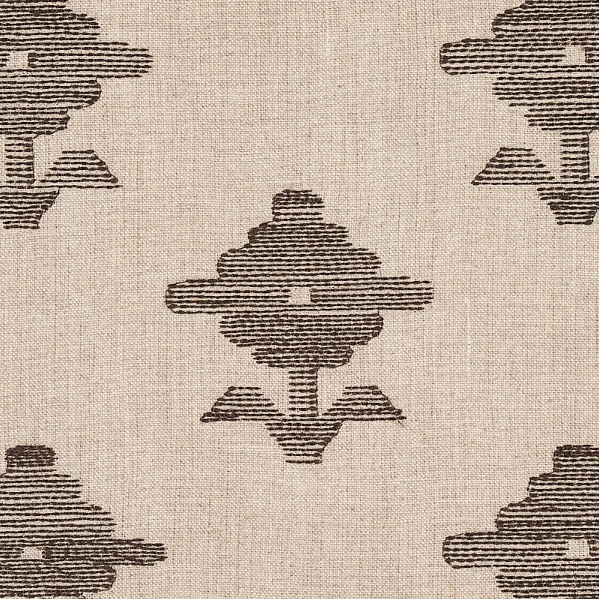 Schumacher 74165 Rubia Embroidery Brown fabric swatch