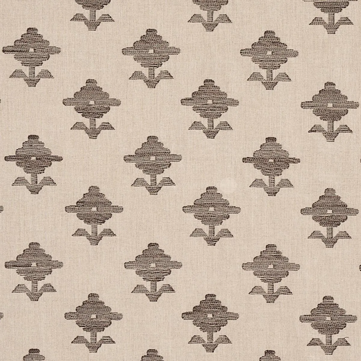 Schumacher 74165 Rubia Embroidery Brown fabric swatch