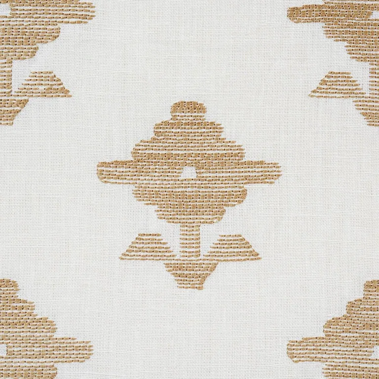 Schumacher 74160 Rubia Embroidery Ivory fabric swatch