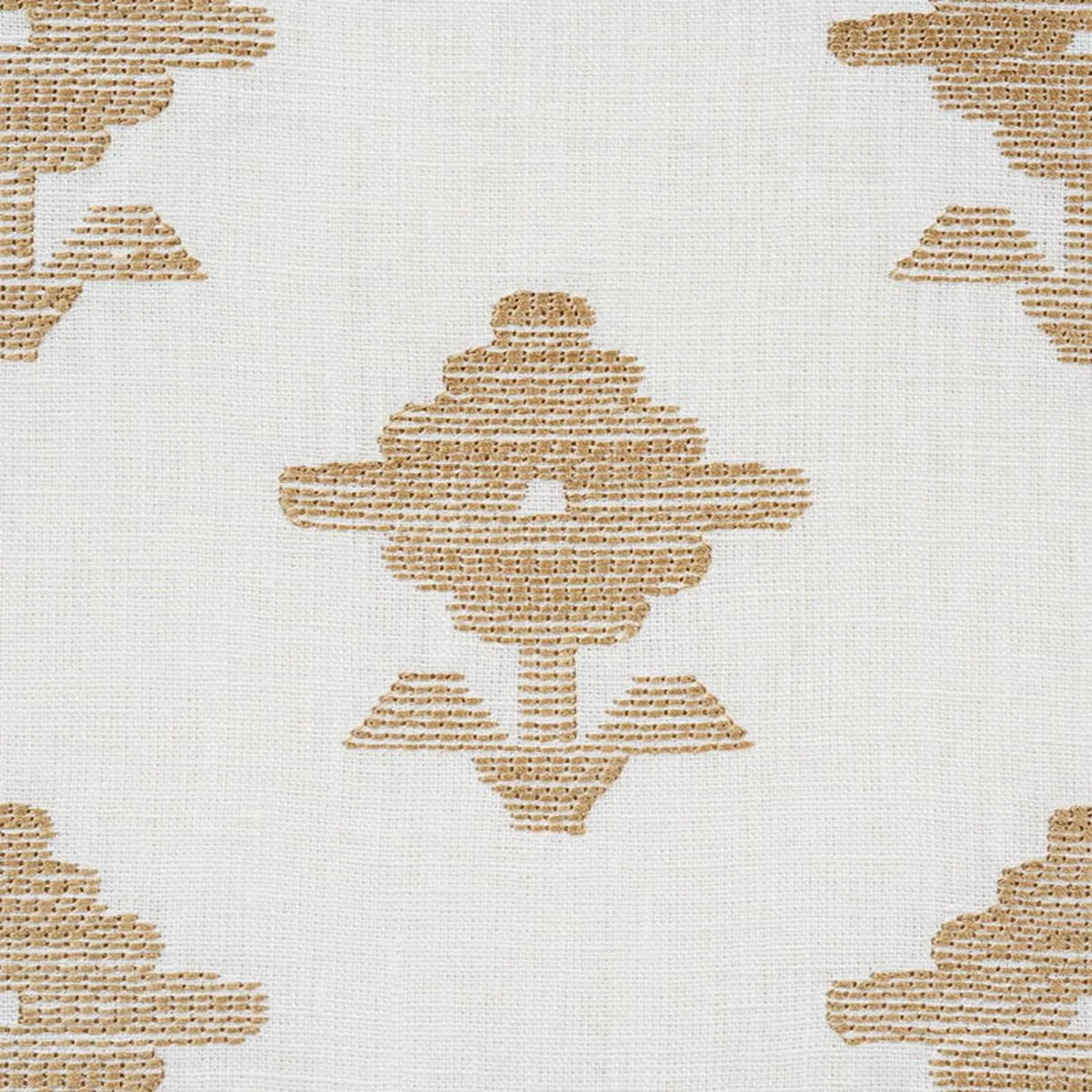 Schumacher 74160 Rubia Embroidery Ivory fabric swatch