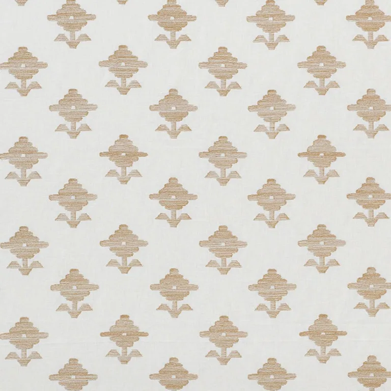 Schumacher 74160 Rubia Embroidery Ivory fabric swatch