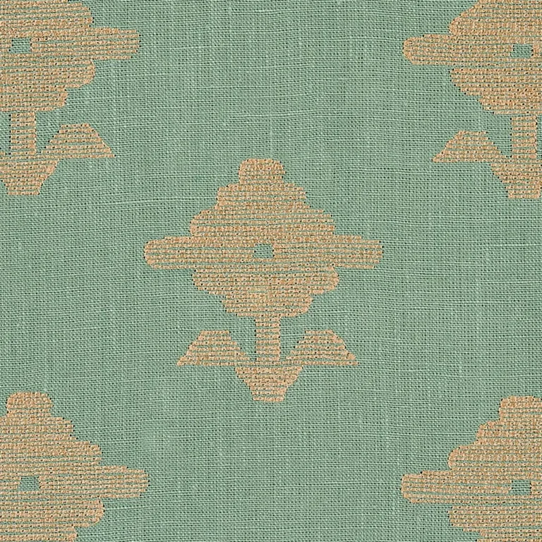 Schumacher 74164 Rubia Embroidery Mineral fabric swatch