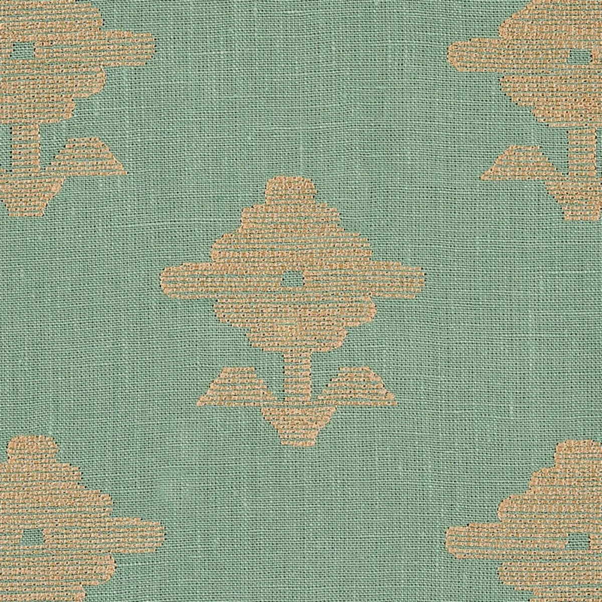 Schumacher 74164 Rubia Embroidery Mineral fabric swatch