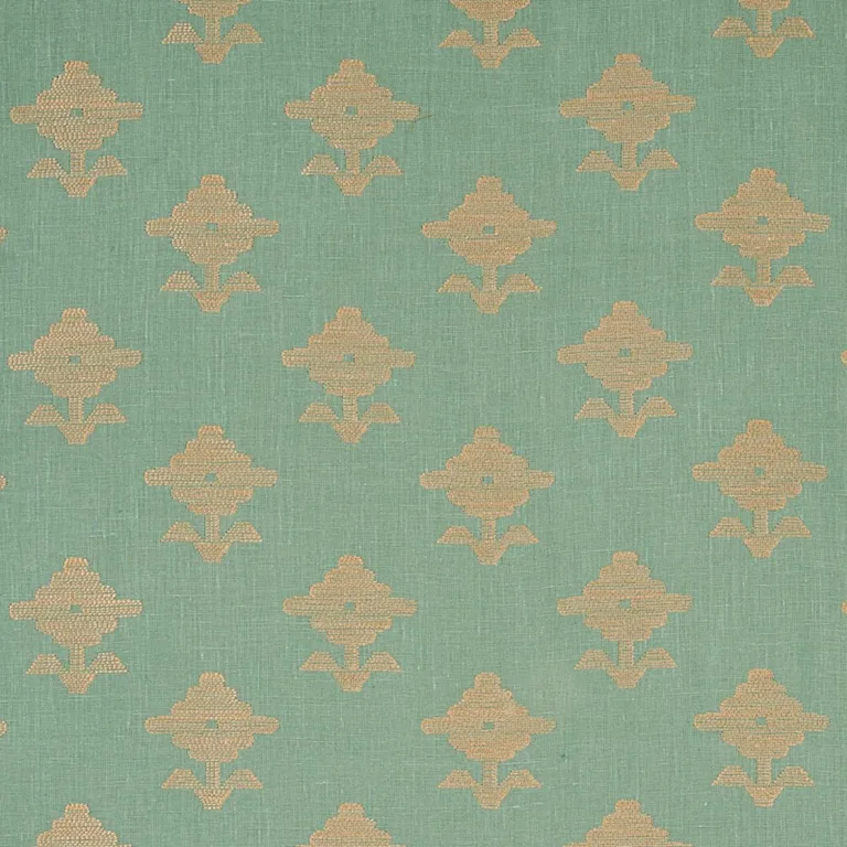 Schumacher 74164 Rubia Embroidery Mineral fabric swatch