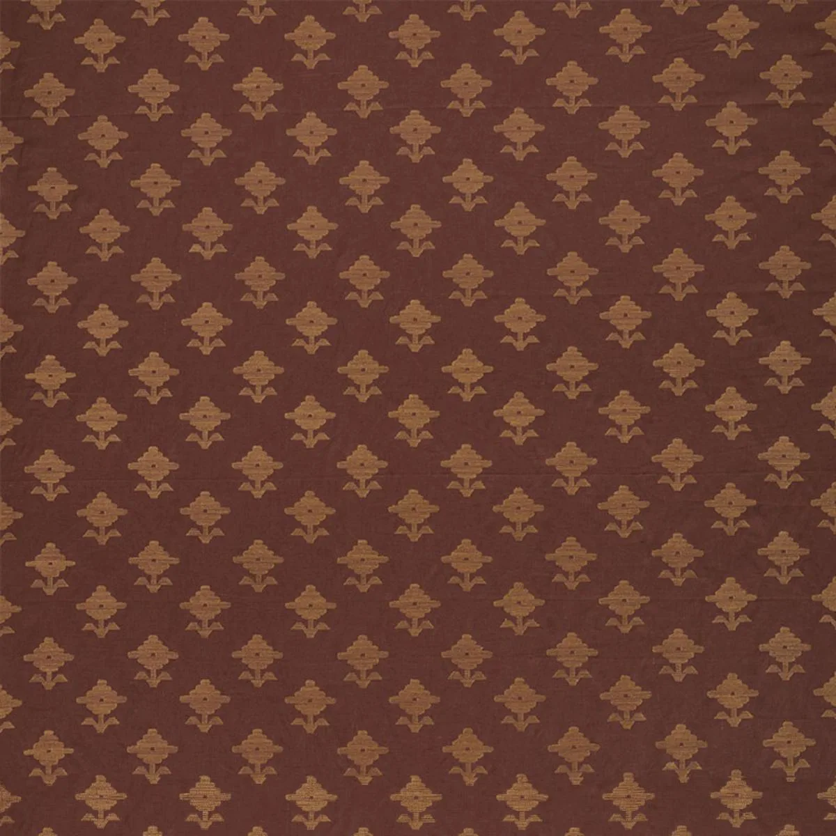 Schumacher 74162 Rubia Embroidery Umber fabric swatch