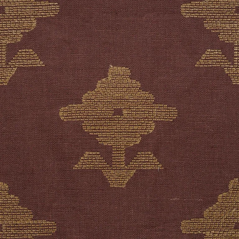 Schumacher 74162 Rubia Embroidery Umber fabric swatch