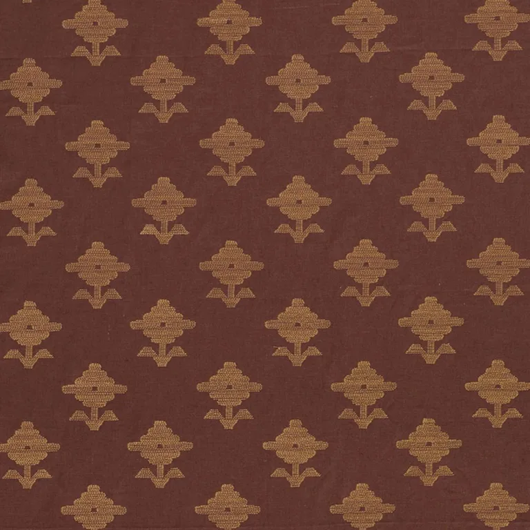 Schumacher 74162 Rubia Embroidery Umber fabric swatch