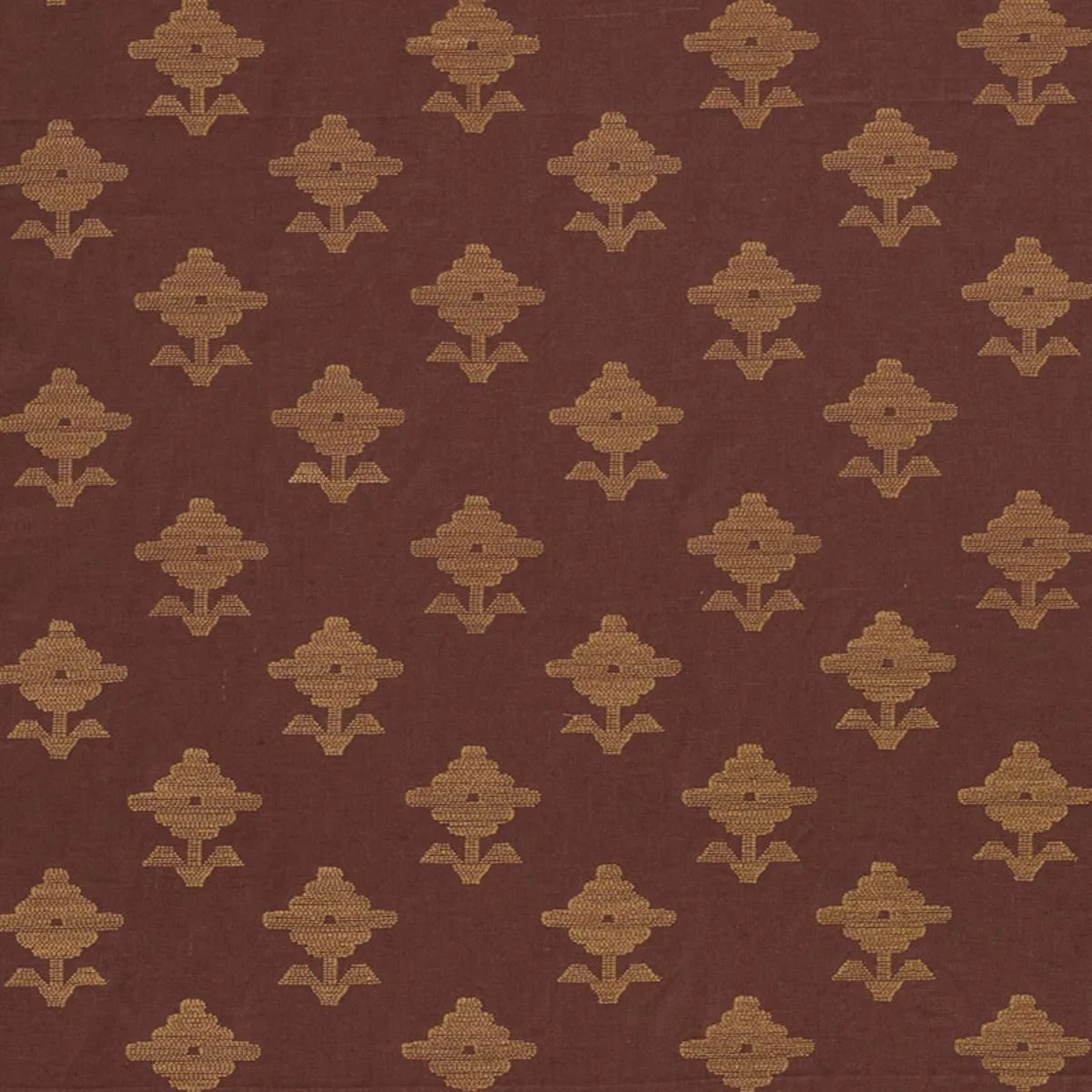 Schumacher 74162 Rubia Embroidery Umber fabric swatch