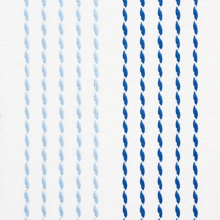 Schumacher 75320 Running Stitch Blues fabric swatch