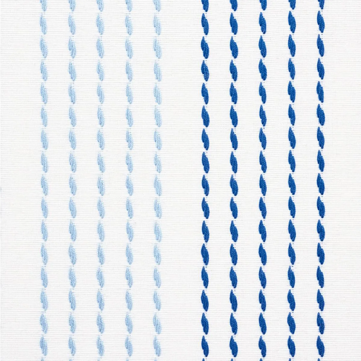 Schumacher 75320 Running Stitch Blues fabric swatch