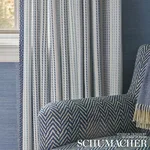 Schumacher 75320 Running Stitch Blues fabric swatch