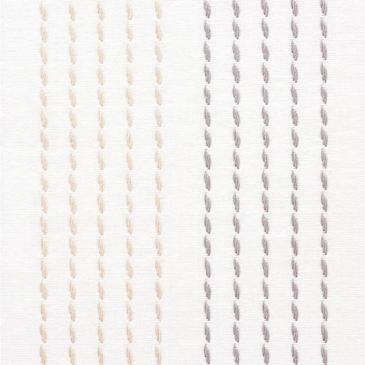 Schumacher 75323 Running Stitch Charcoal & Sand fabric swatch
