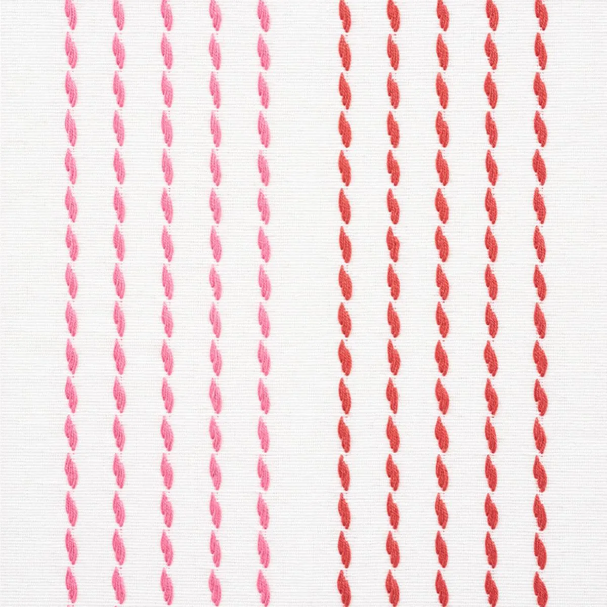 Schumacher 75321 Running Stitch Red & Pink fabric swatch