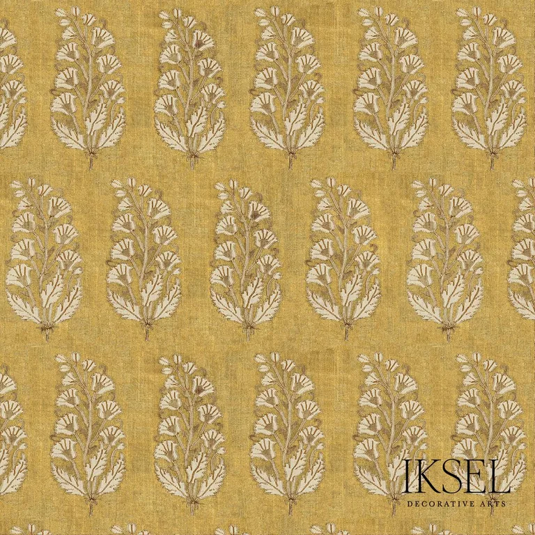 Schumacher RF927CR71 Safavid Boteh Gold fabric swatch