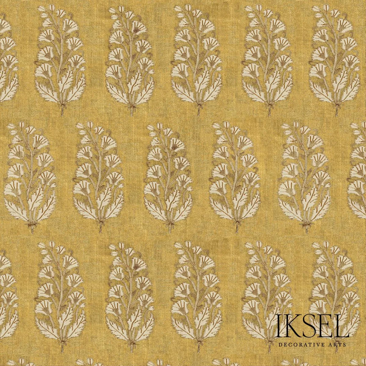 Schumacher RF927CR71 Safavid Boteh Gold fabric swatch
