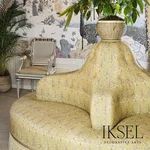 Schumacher RF927CR71 Safavid Boteh Gold fabric swatch