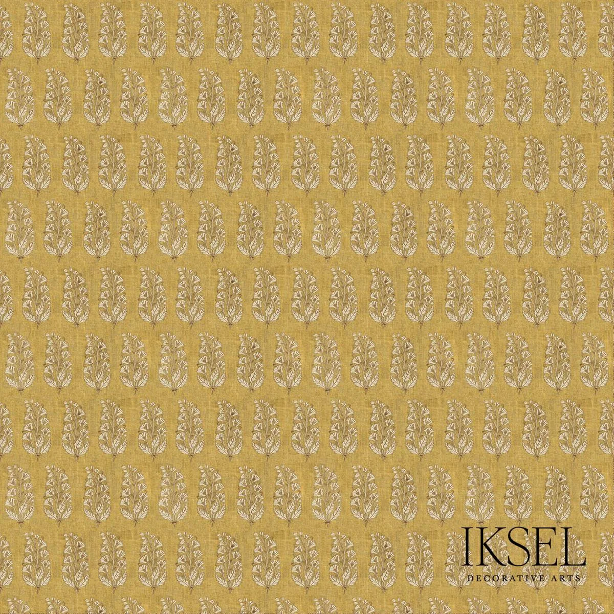 Schumacher RF927CR71 Safavid Boteh Gold fabric swatch