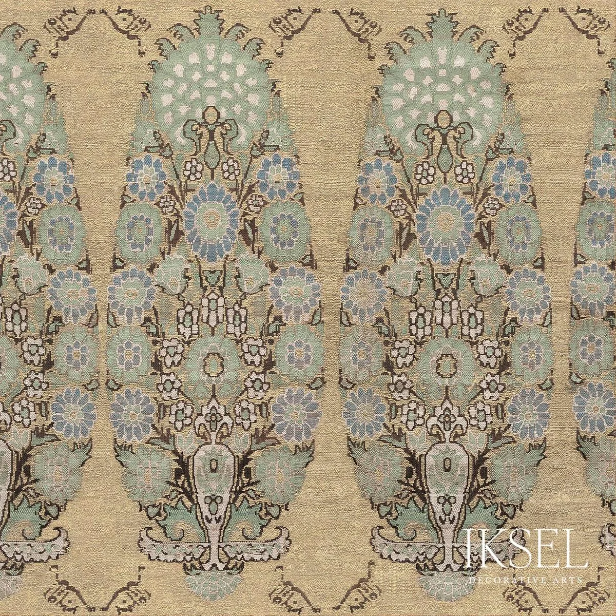 Schumacher RF904CR63 Safavid Bouquet Celadon fabric swatch