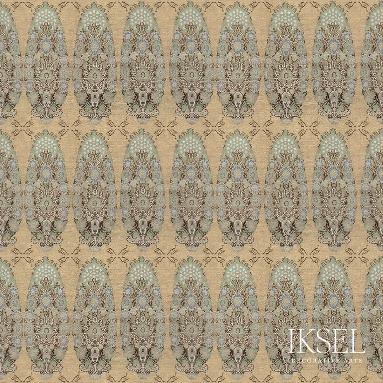 Schumacher RF904CR63 Safavid Bouquet Celadon fabric swatch