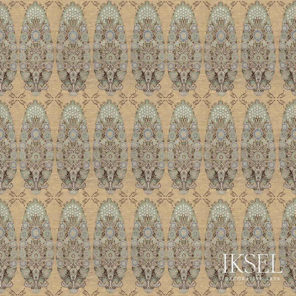 Schumacher RF904CR63 Safavid Bouquet Celadon fabric swatch