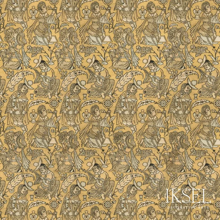 Schumacher RF905CS01 Safavid Musicians Original fabric swatch