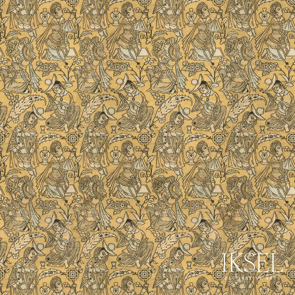 Schumacher RF905CS01 Safavid Musicians Original fabric swatch