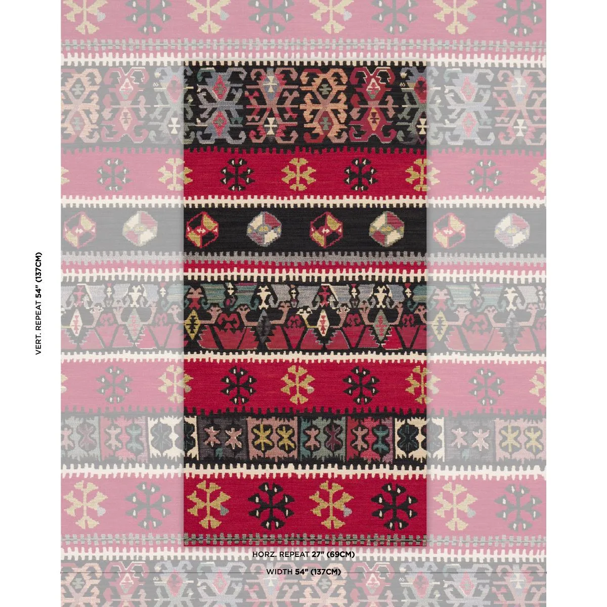 Schumacher 87470 Sahane Pomegranate Red fabric swatch