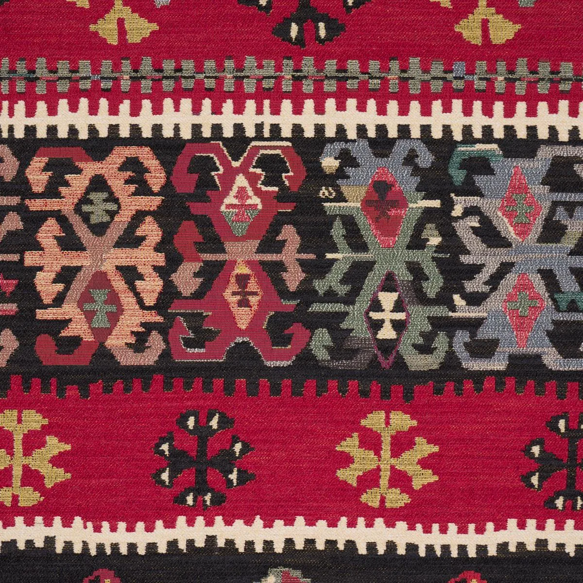 Schumacher 87470 Sahane Pomegranate Red fabric swatch