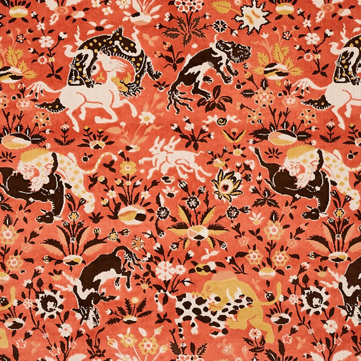 Schumacher 80172 Saint Ambrose Velvet Coral fabric swatch