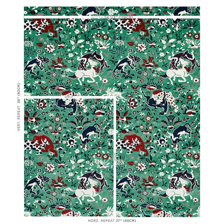 Schumacher 80170 Saint Ambrose Velvet Jade fabric swatch