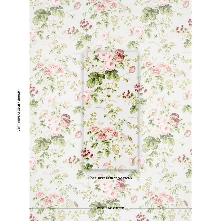 Schumacher 178155 Salisbury Chintz Blush fabric swatch
