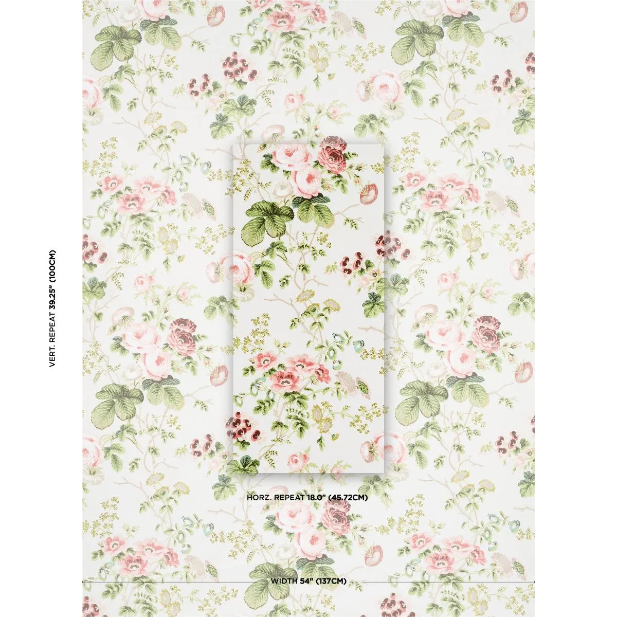 Schumacher 178155 Salisbury Chintz Blush fabric swatch