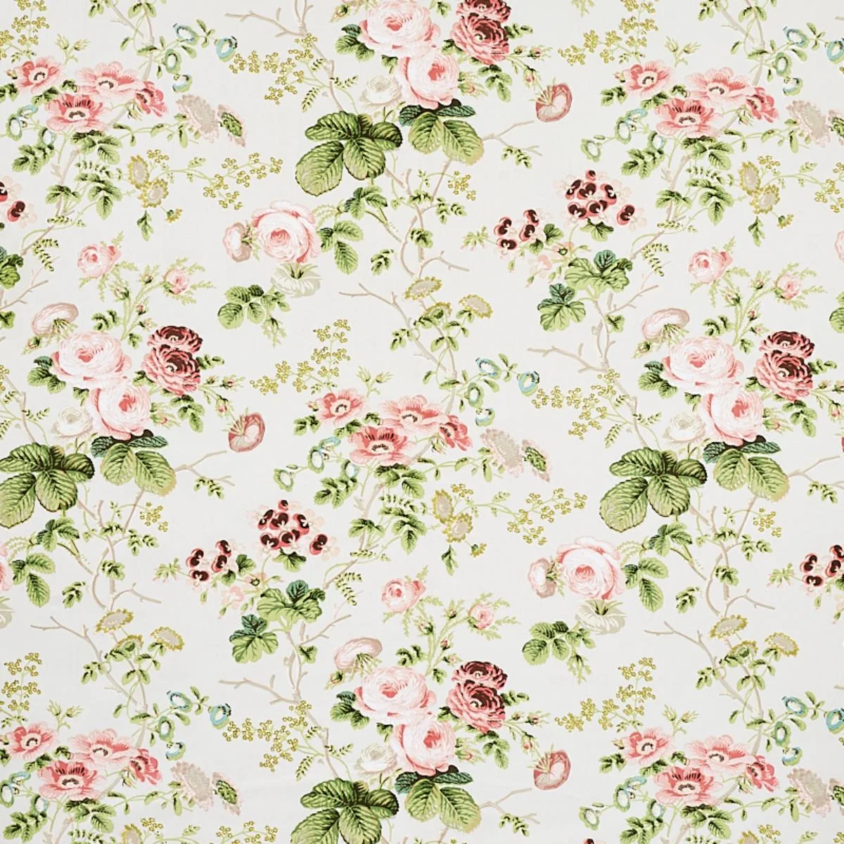 Schumacher 178155 Salisbury Chintz Blush fabric swatch