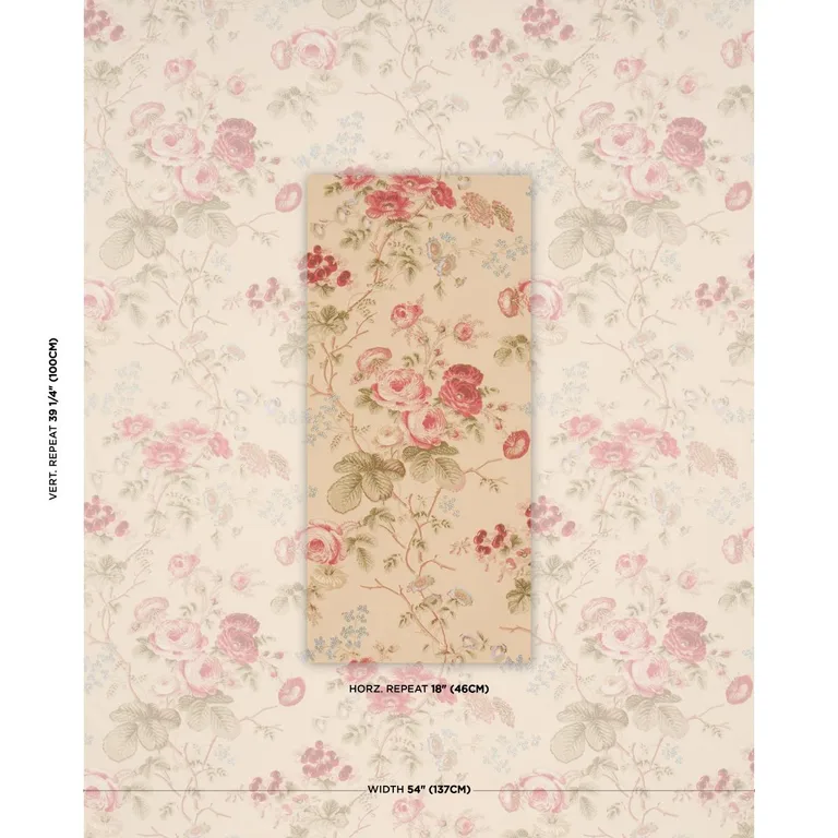 Schumacher 178157 Salisbury Chintz Butter fabric swatch