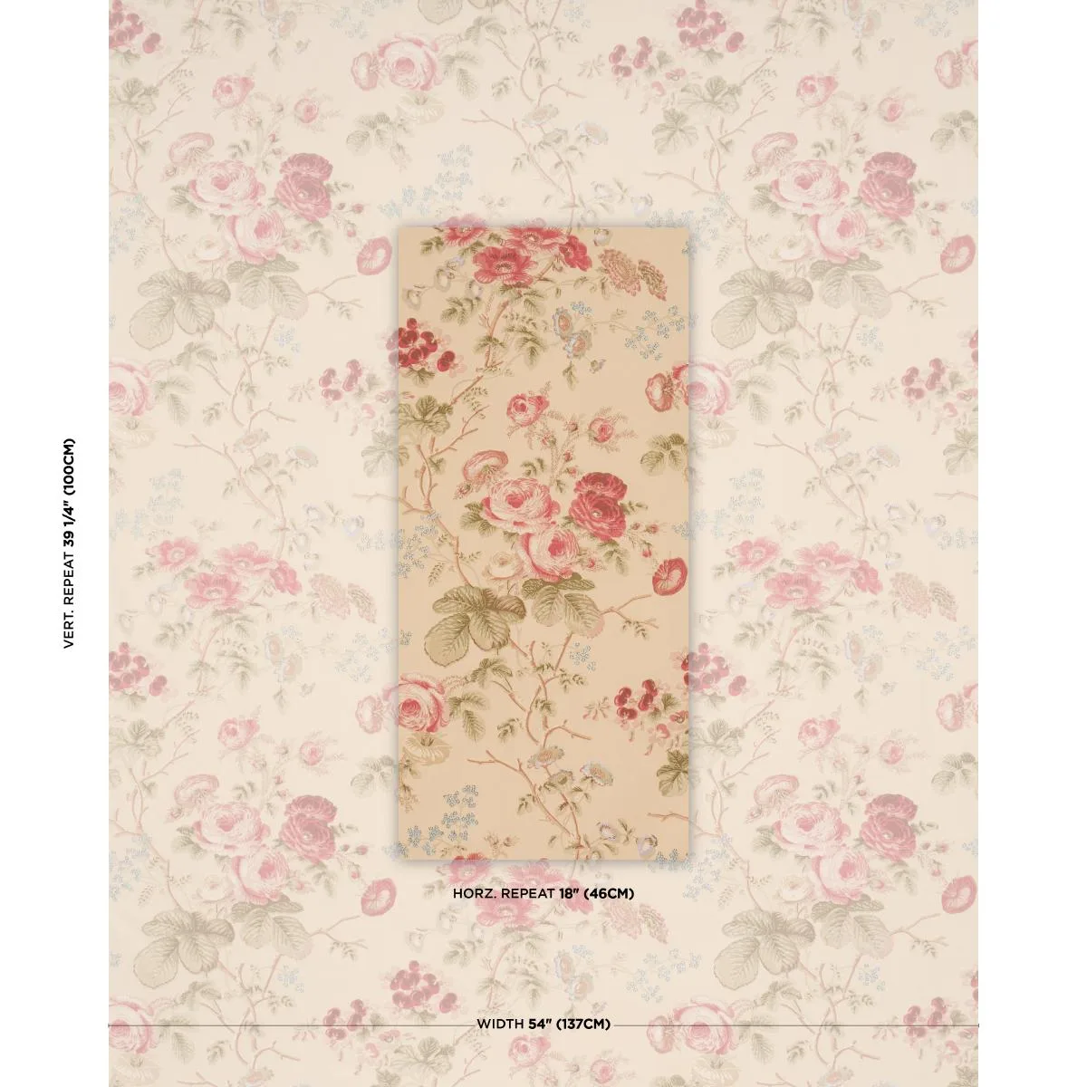 Schumacher 178157 Salisbury Chintz Butter fabric swatch