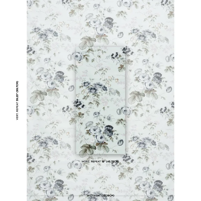 Schumacher 178150 Salisbury Chintz Celadon fabric swatch