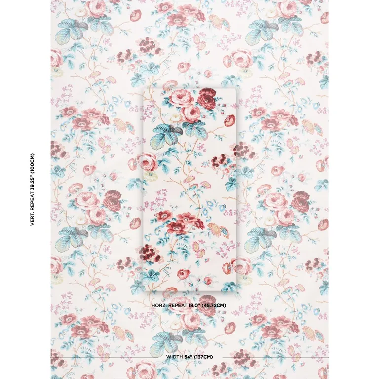 Schumacher 178152 Salisbury Chintz Rose fabric swatch