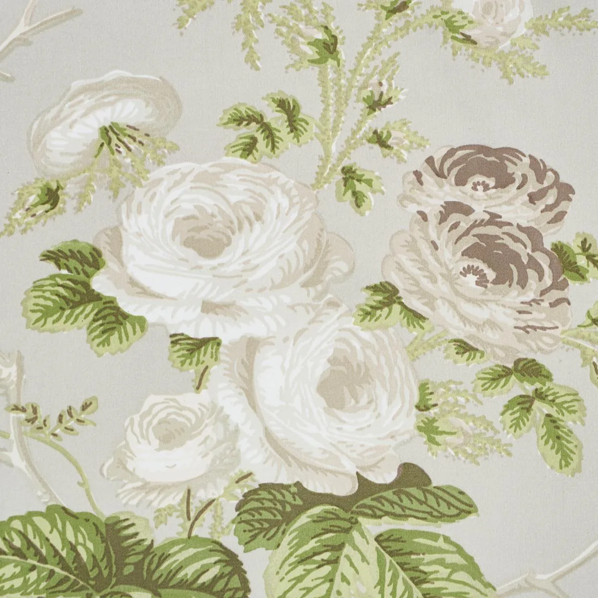 Schumacher 178156 Salisbury Chintz Taupe fabric swatch