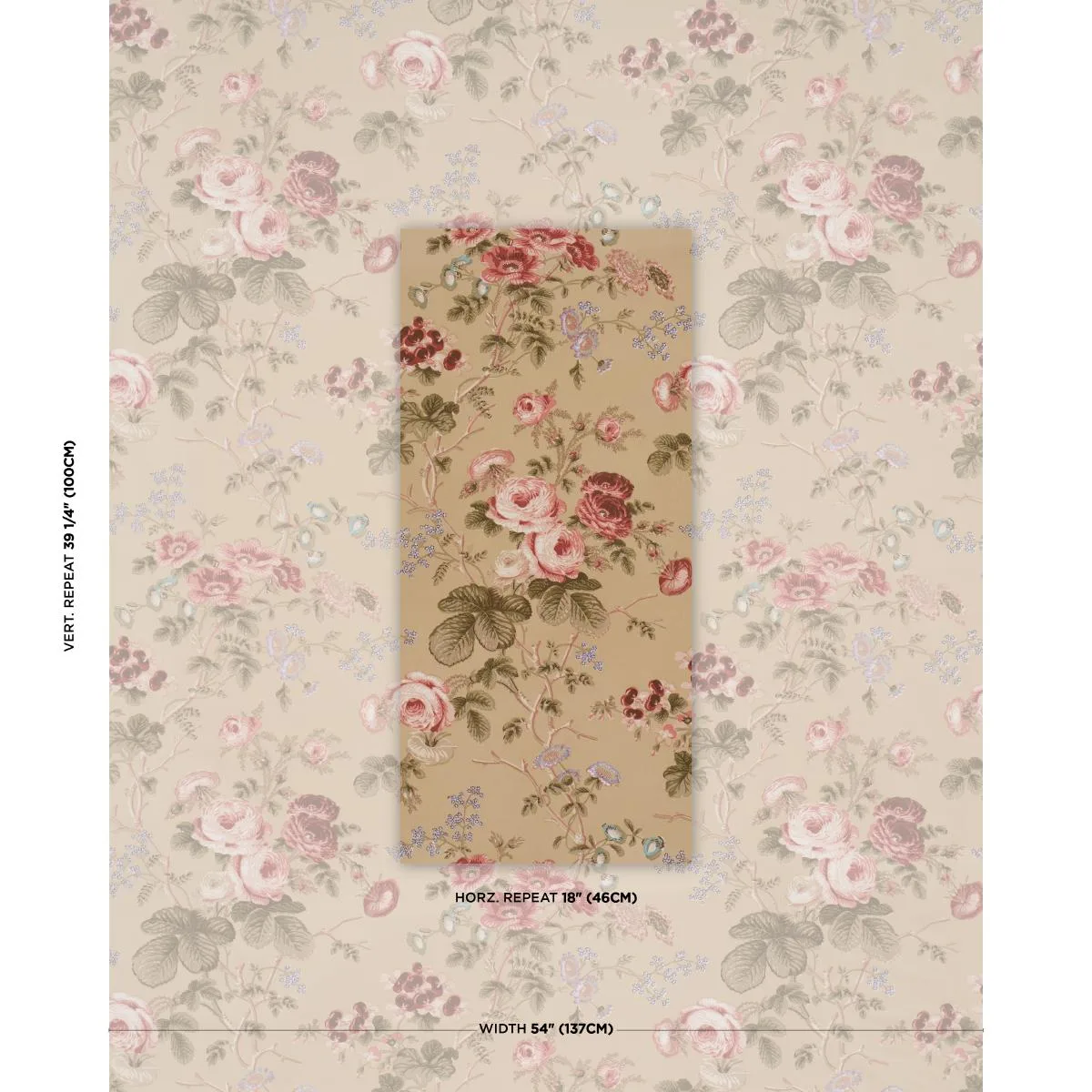 Schumacher 178158 Salisbury Chintz Tobacco fabric swatch