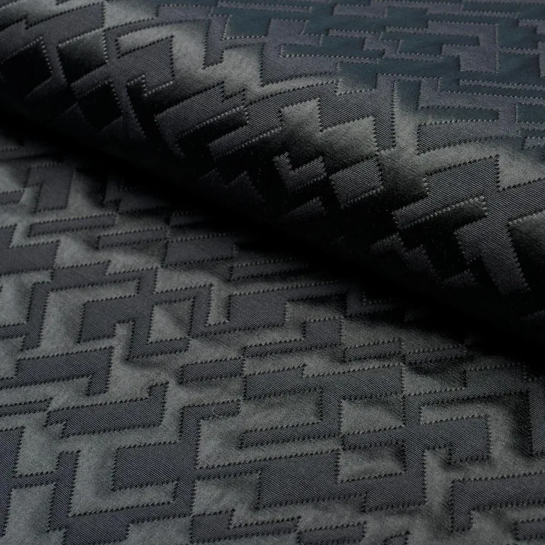 Schumacher 71190 Salon Matelassé Satin Ebony fabric swatch