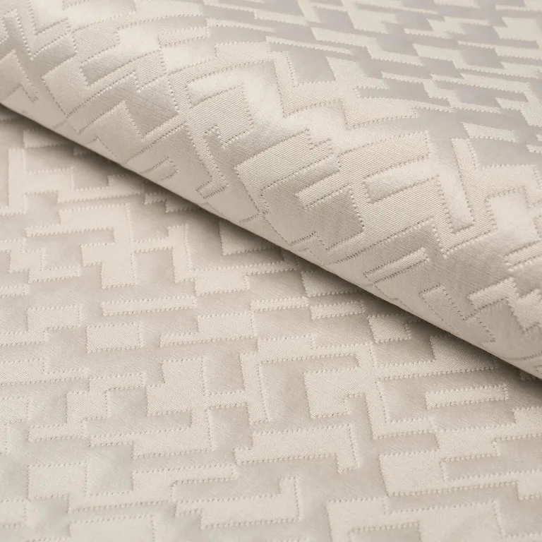 Schumacher 71191 Salon Matelassé Satin Limestone fabric swatch