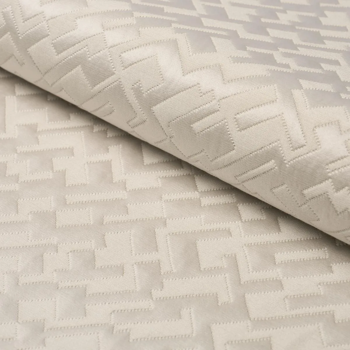 Schumacher 71191 Salon Matelassé Satin Limestone fabric swatch