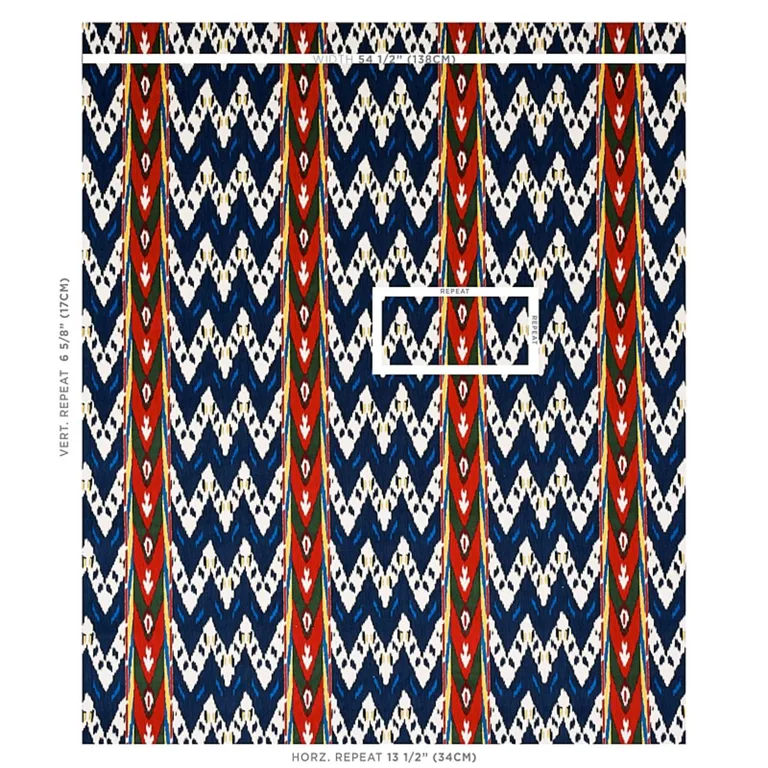 Schumacher 80242 Samar Ikat Velvet Blue fabric swatch