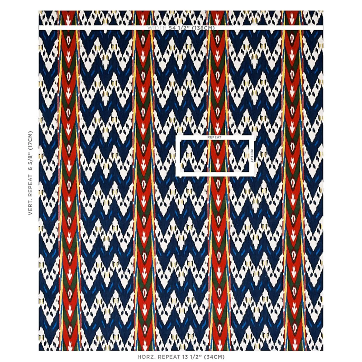Schumacher 80242 Samar Ikat Velvet Blue fabric swatch