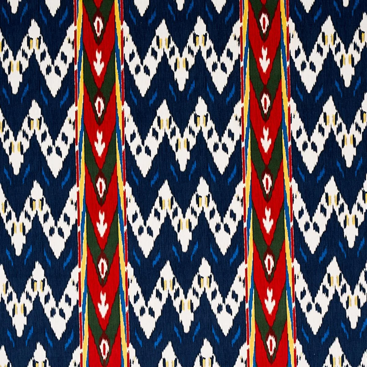 Schumacher 80242 Samar Ikat Velvet Blue fabric swatch