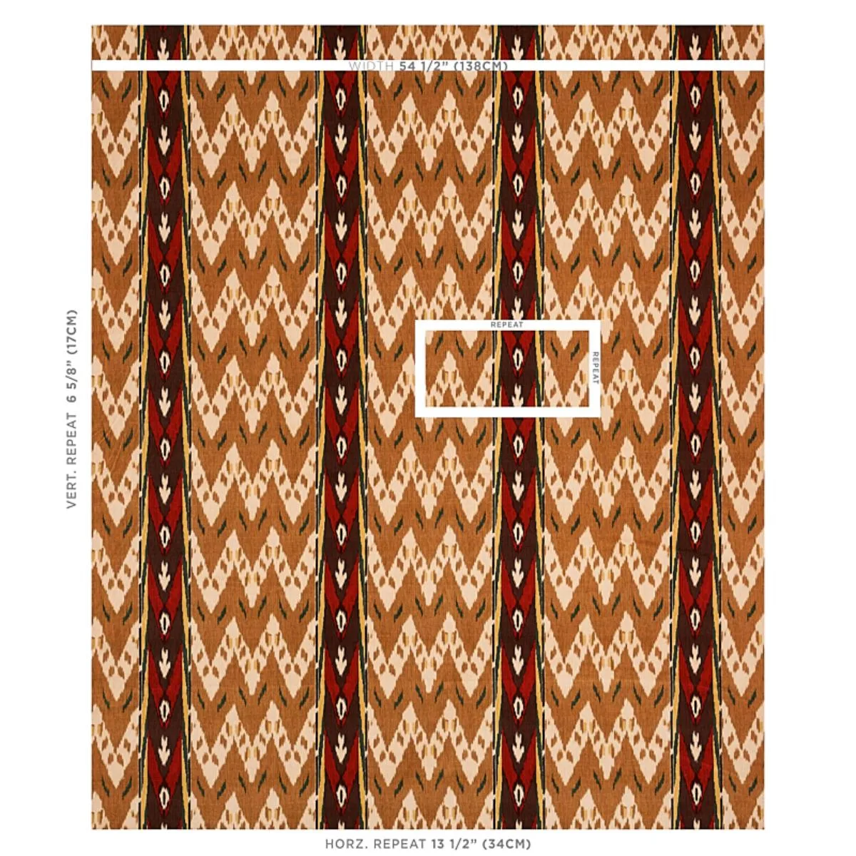 Schumacher 80240 Samar Ikat Velvet Gold fabric swatch