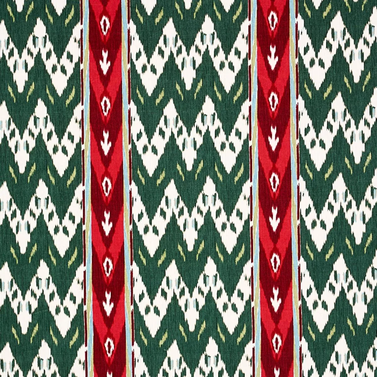 Schumacher 80241 Samar Ikat Velvet Green fabric swatch